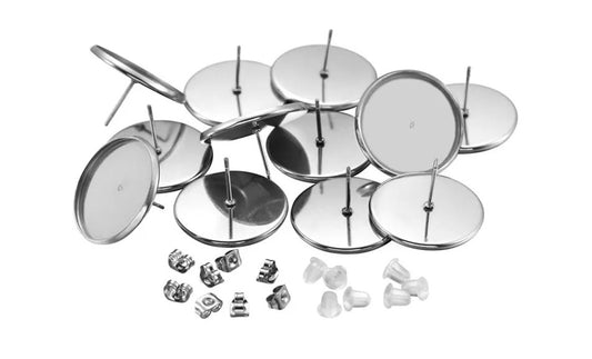 Ohrringe Edelstahl Flat Rund mit Stecker 8mm