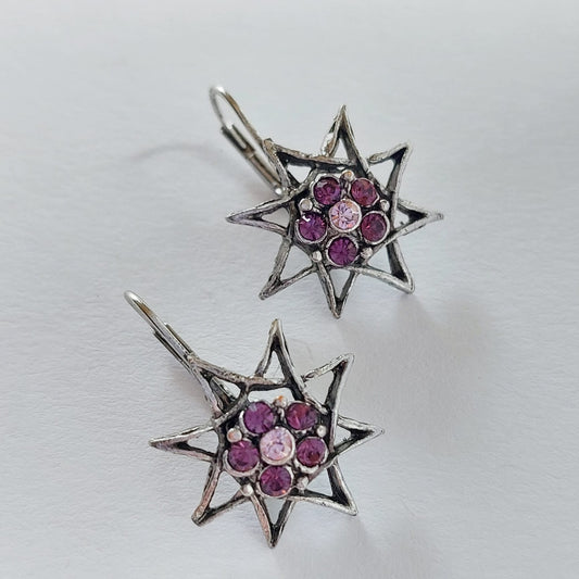 3552 Vintage Ohrringe mit Swarovski Kristallen 25mm