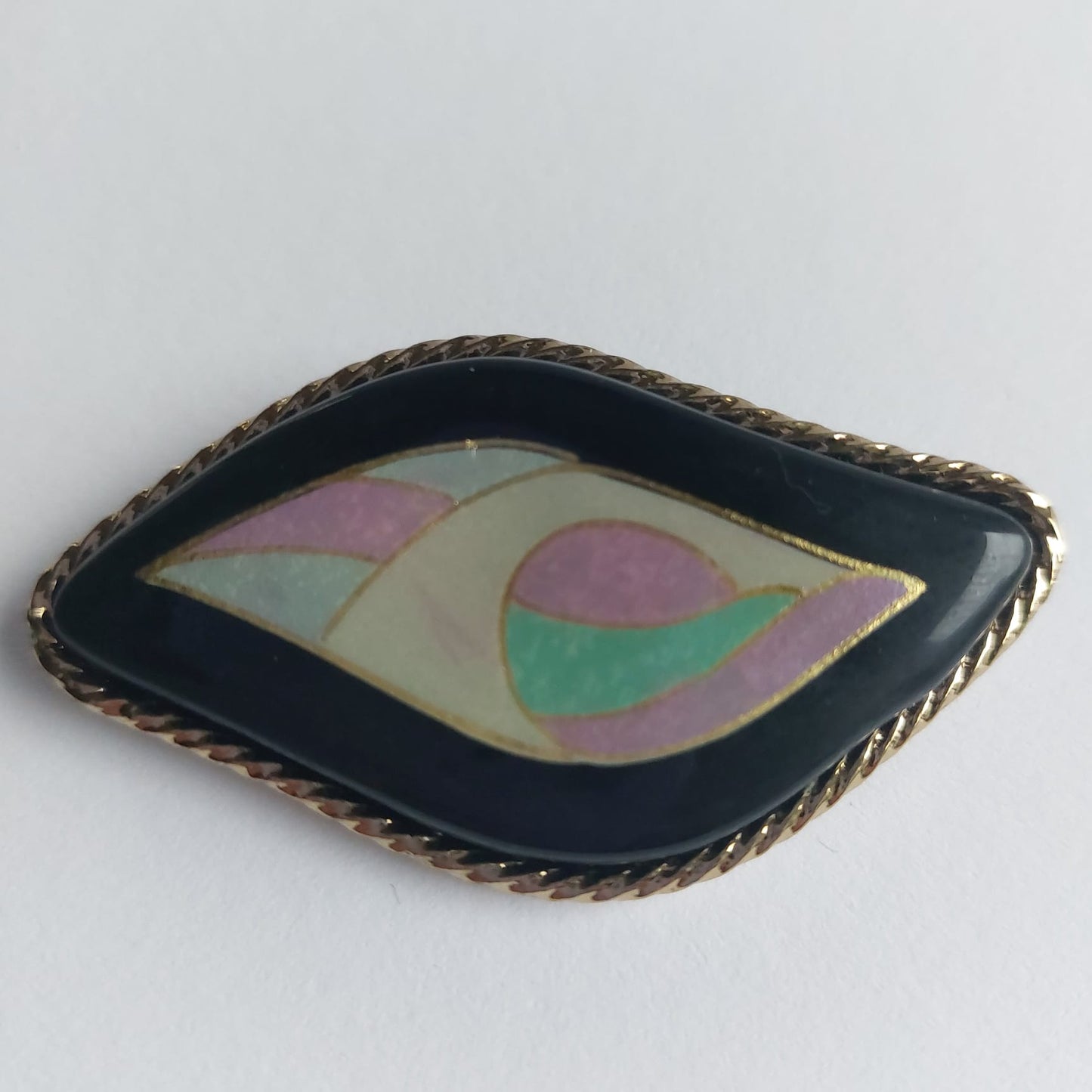 8091 Vintage Brosche mit Cabochon 60x35mm