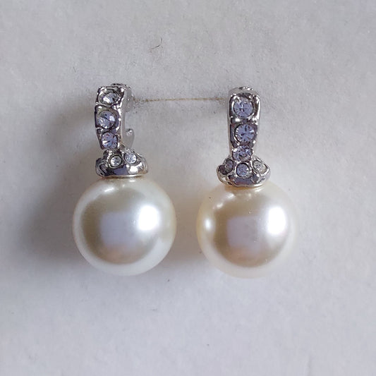 3186 Vintage-Ohrringe mit Swarovski Kristallen & Perlen 22mm