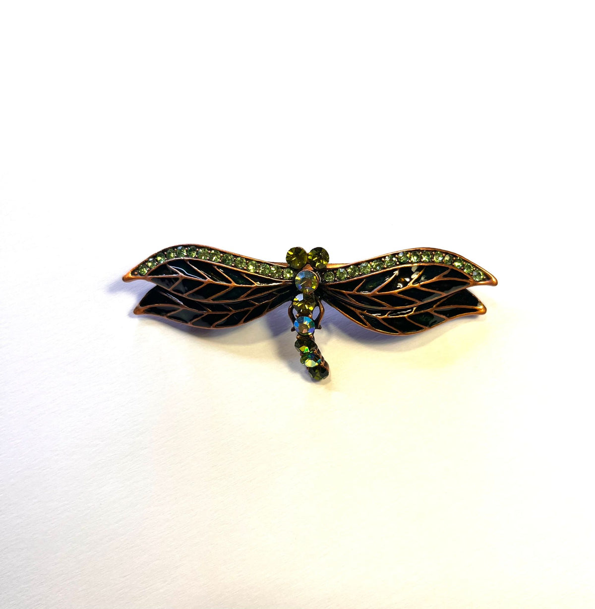 5629 Vintage Haarspange Libelle Emaille 70mm
