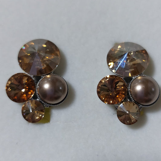 3685 Vintage Ohrclips mit Swarovski Kristallen 25x17mm