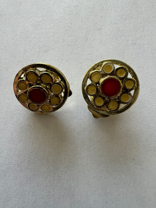 3022 Vintage Emaille Ohrclip 18mm