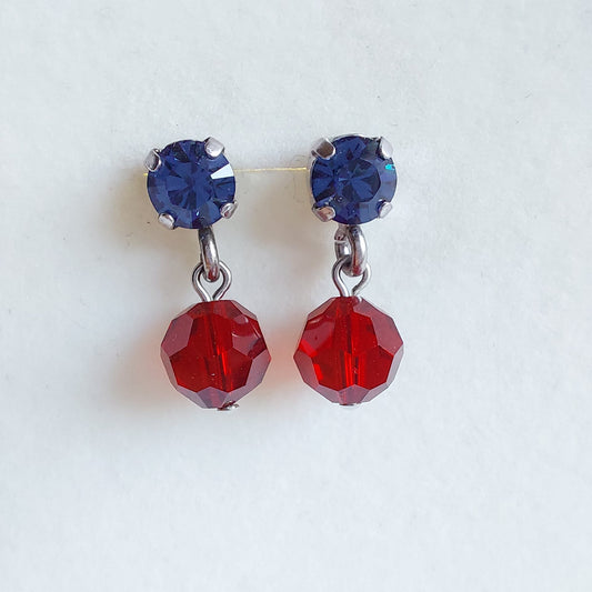 3483 Vintage-Ohrringe mit Swarovski Kristallen 20mm