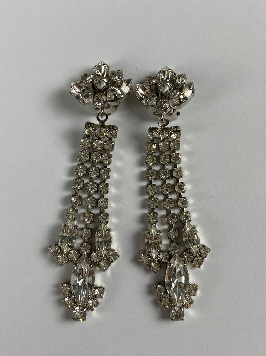 3160 Vintage Ohrclips mit Swarovski Kristallen 78mm