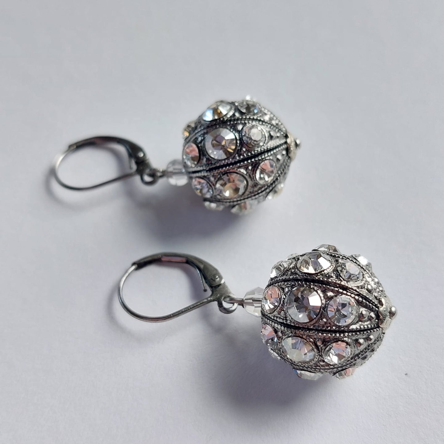 3541 Vintage-Ohrringe mit Swarovski Kristallen 38mm