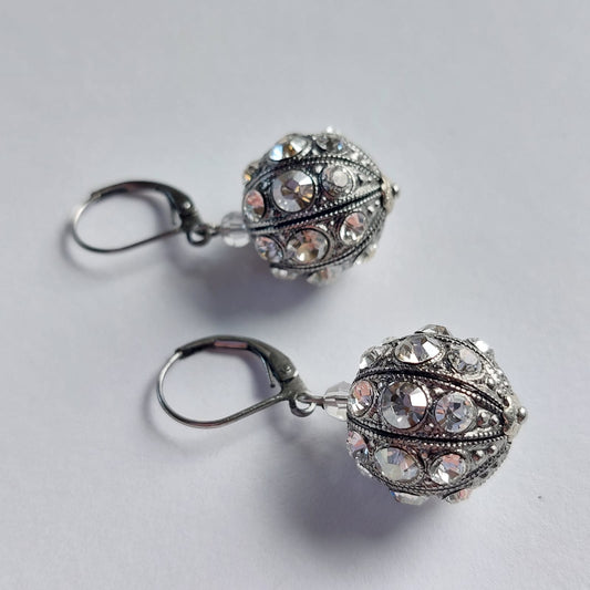 3541 Vintage-Ohrringe mit Swarovski Kristallen 38mm