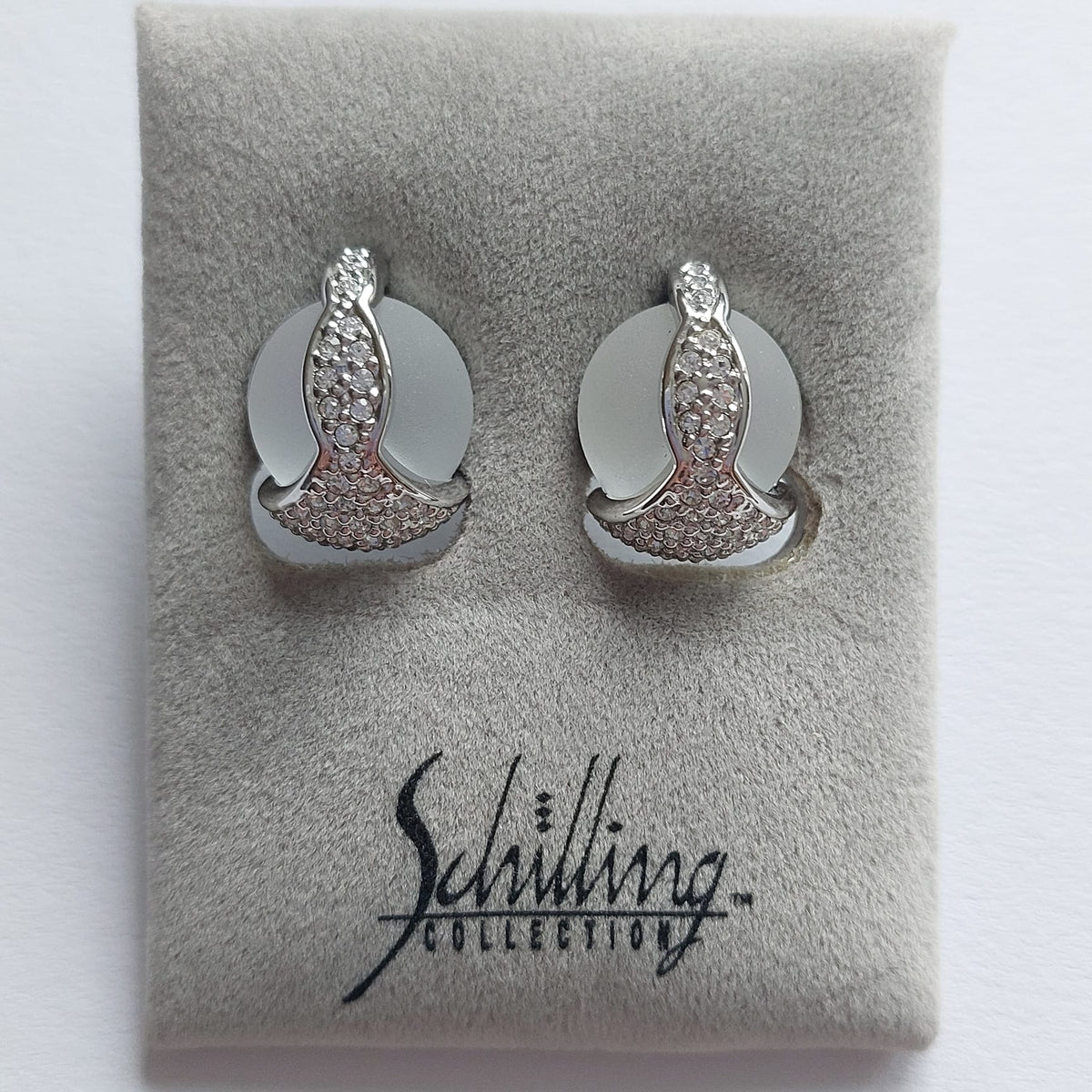 Original Vintage Schilling Austria Ohrclip Klar Matt 18mm