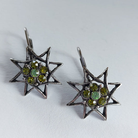 3548 Vintage Ohrringe mit Swarovski Kristallen 25mm