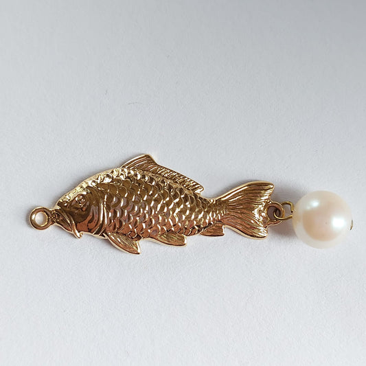 5575 Vintage Fisch Anhänger mit Swarovski Perlen 54mm