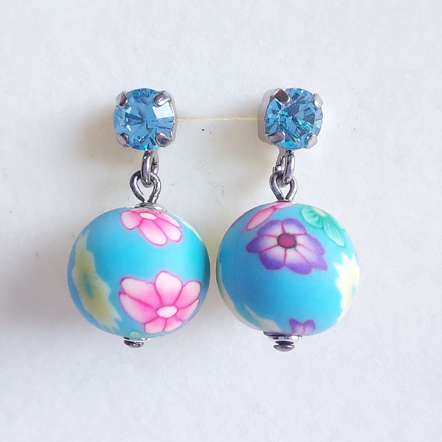 3509 Vintage-Ohrringe mit Swarovski Kristallen 25mm