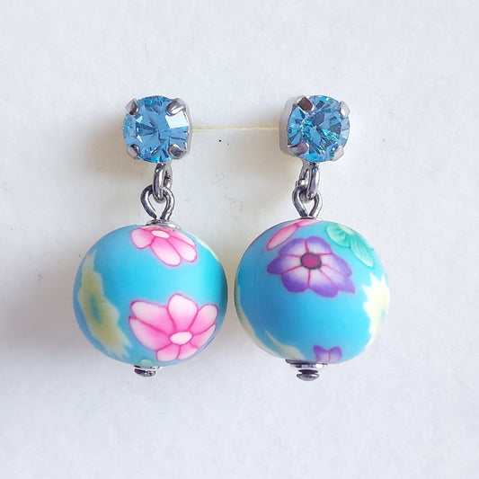 3509 Vintage-Ohrringe mit Swarovski Kristallen 25mm