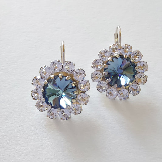 3411 Vintage-Ohrringe mit Swarovski Kristallen 30mm