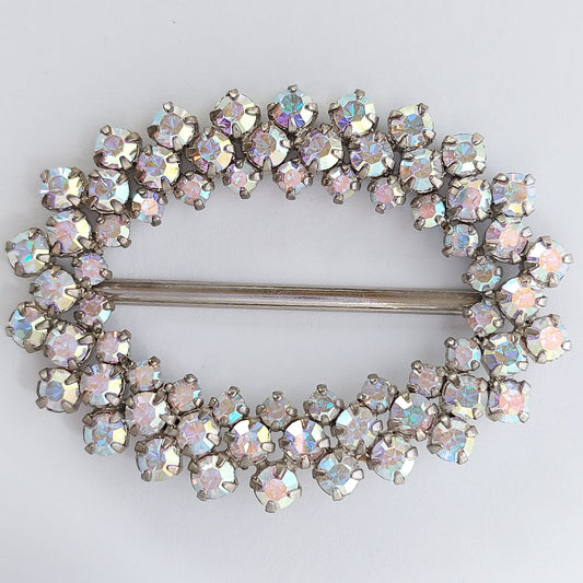 2024 Silberne Gürtelschnalle mit Swarovski Kristallen 60x45mm