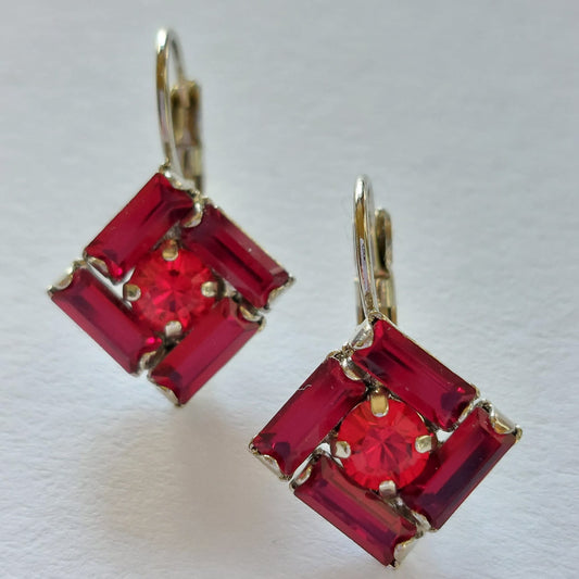 3401 Vintage-Ohrringe mit Swarovski Kristallen 25mm