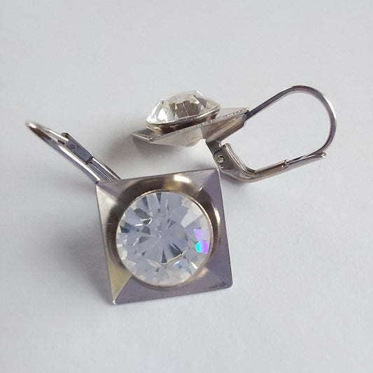 3268 Vintage-Ohrringe mit Swarovski Kristallen 24mm