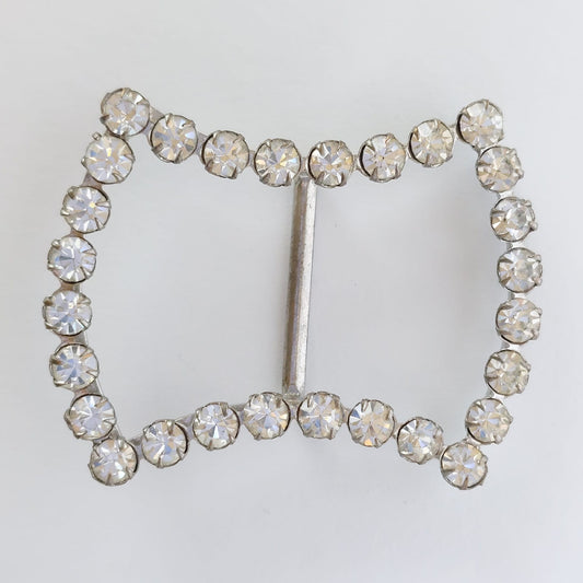 2028 Silberne Gürtelschnalle mit Swarovski Kristallen 45x35mm