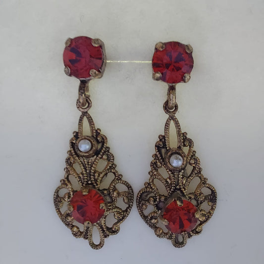 3348 Vintage-Ohrringe mit Swarovski Kristallen 32mm