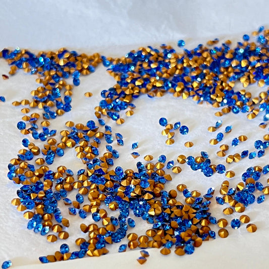 Swarovski® Chaton Vintage Sapphire Gold Foiled PP13