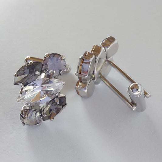 5087 Vintage Manschettenknöpfe mit Swarovski Kristallen 25x15mm