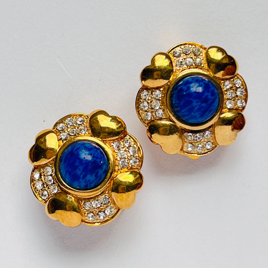 3918 Vintage Ohrclips mit Swarovski-Kristallen 25mm