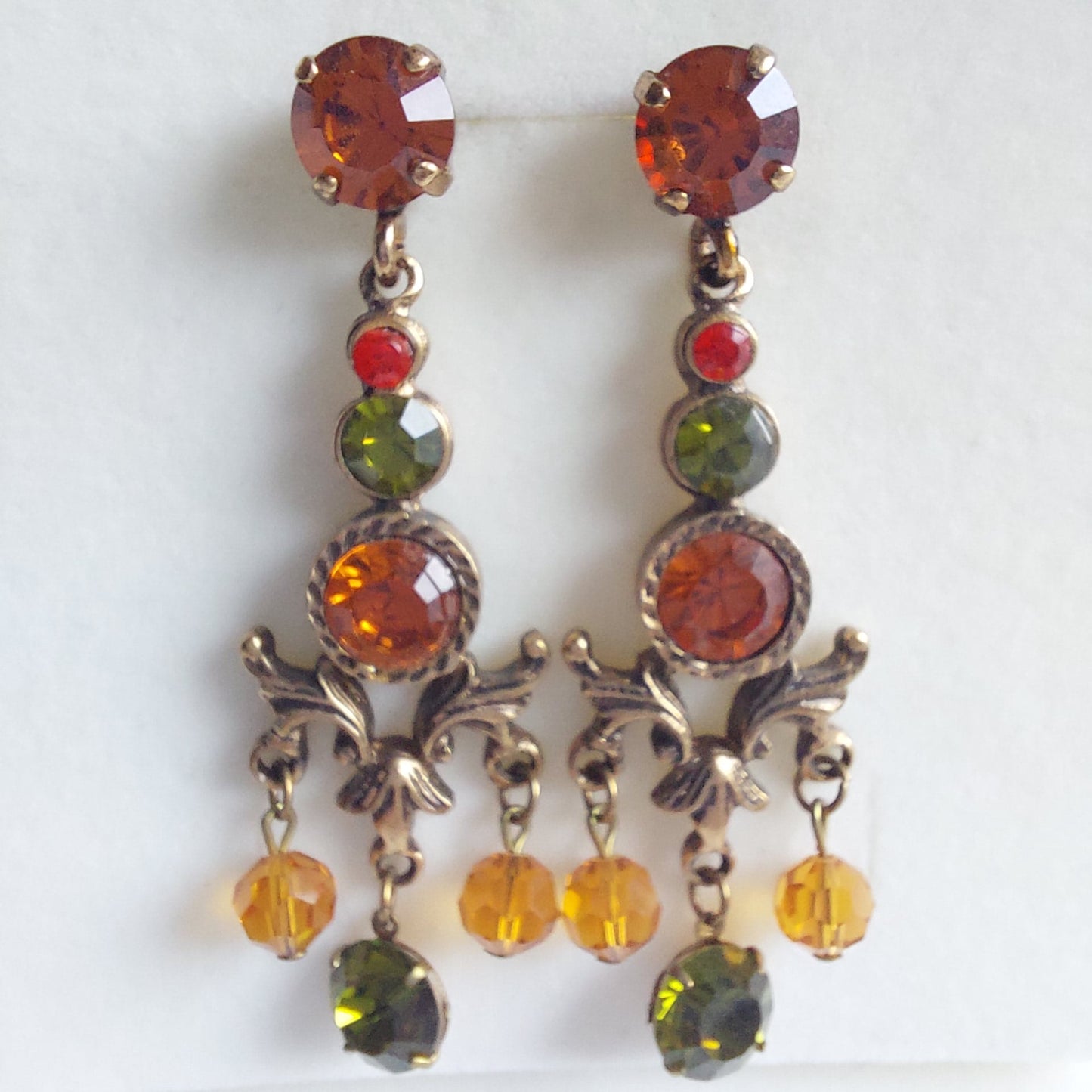 3492 Vintage-Ohrringe mit Swarovski Kristallen 60mm