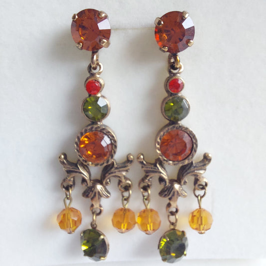 3492 Vintage-Ohrringe mit Swarovski Kristallen 60mm
