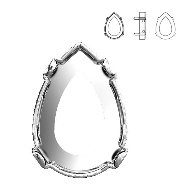 Swarovski® Setting Pear Rhodium 6x4mm