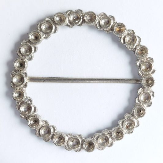 2053 Silberne Blanko-Gürtelschnalle zum Befüllen mit Swarovski-Kristallen oder Perlen 53mm