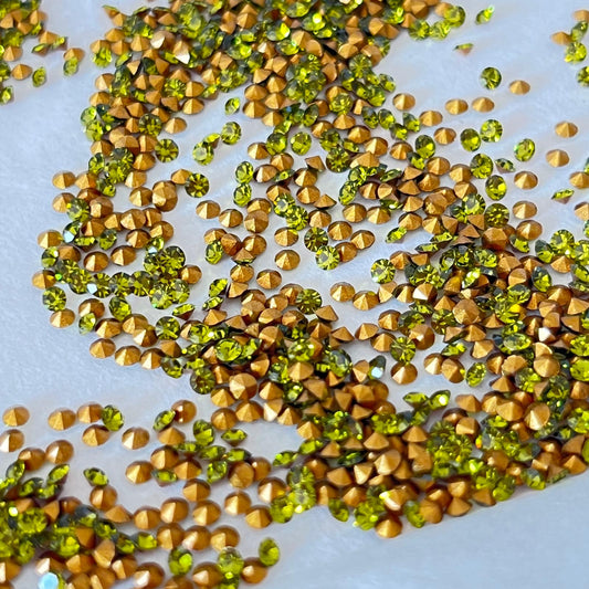 Swarovski® Chaton Vintage Olivine Gold Foiled PP13