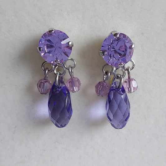 3190 Vintage-Ohrringe mit Swarovski Kristallen & Perlen 25mm