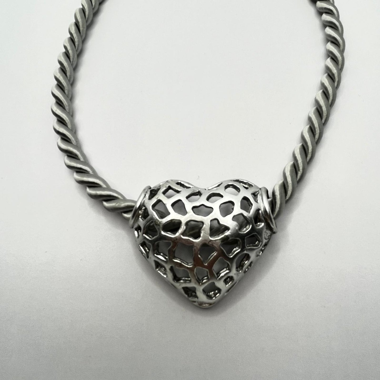 6365 Vintage Rhodium Herzanhänger Halskette 42cm
