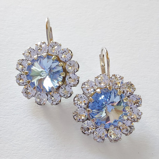 3407 Vintage-Ohrringe mit Swarovski Kristallen 30mm