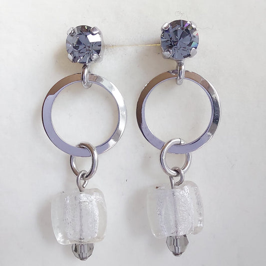 3291 Vintage-Ohrringe mit Swarovski Pearls 43mm