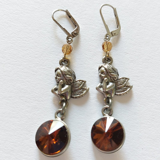 3367 Vintage-Ohrringe mit Swarovski Kristallen 60mm