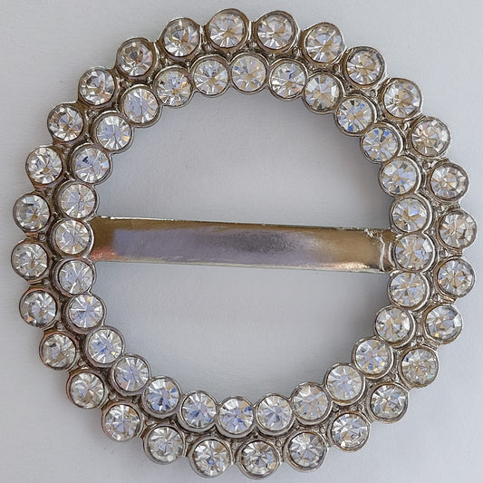 2030 Silberne Gürtelschnalle mit Swarovski Kristallen 65mm