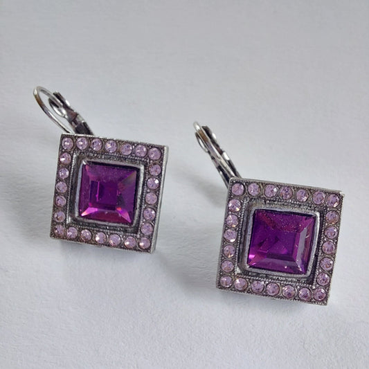 3562 Vintage Ohrringe mit Swarovski Kristallen 30mm