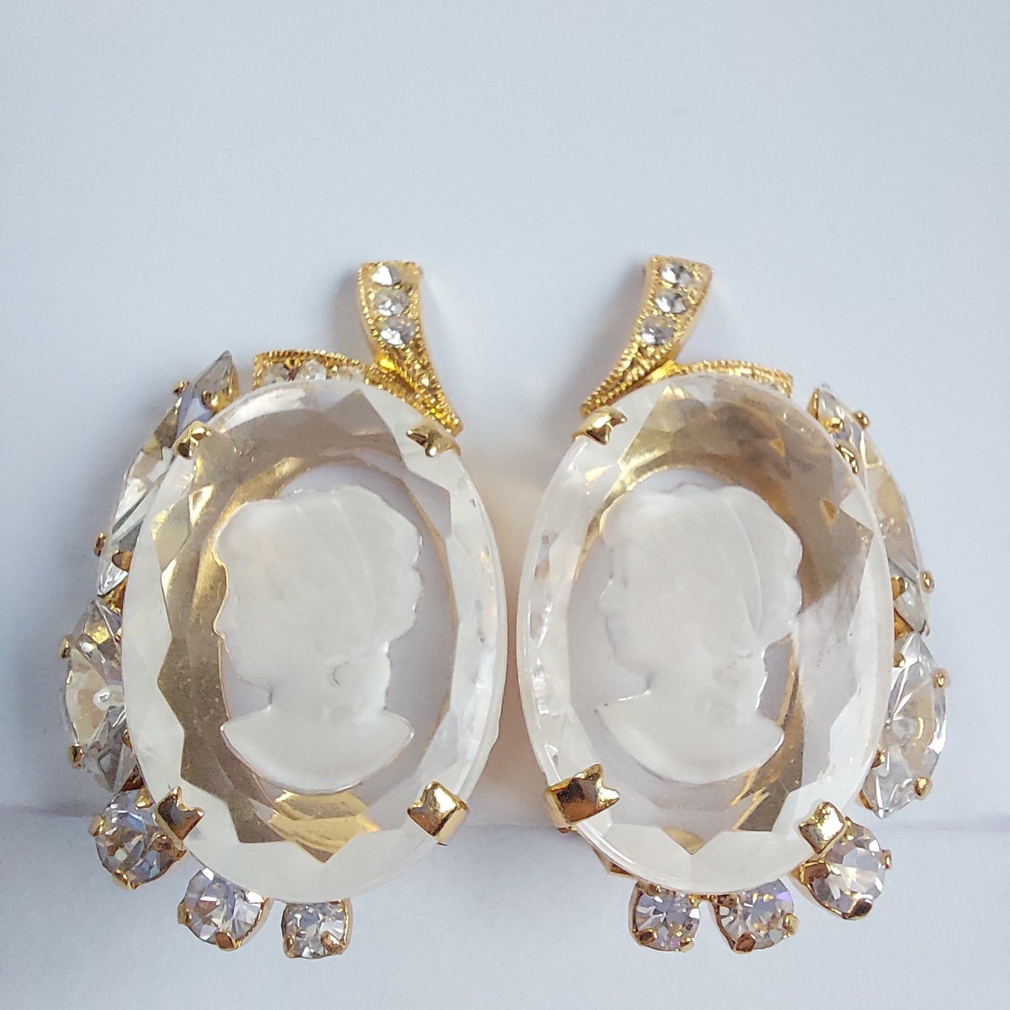 3734 Vintage Swarovski-Kristallen Camee Ohrclips 35mm