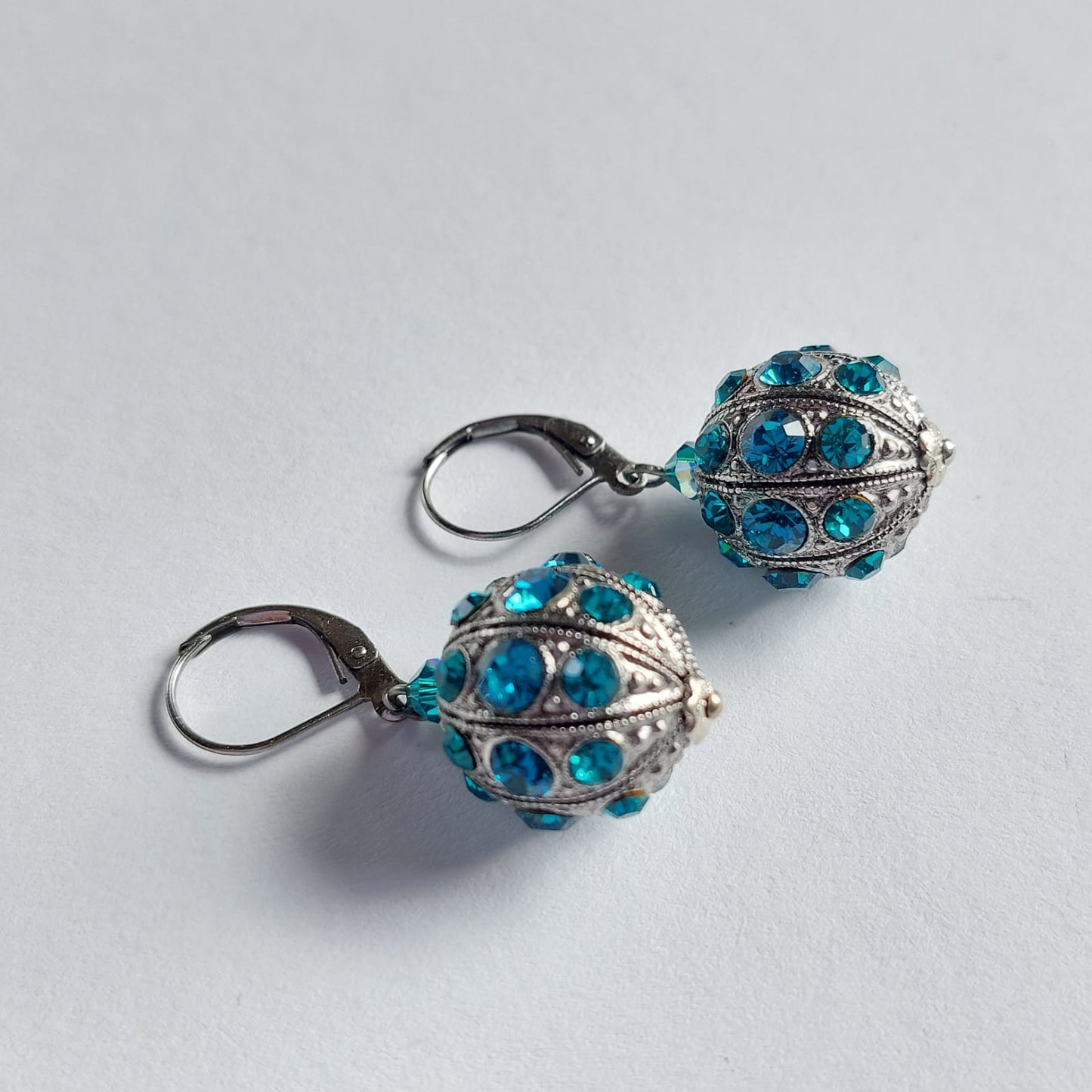 3538 Vintage-Ohrringe mit Swarovski Kristallen 38mm