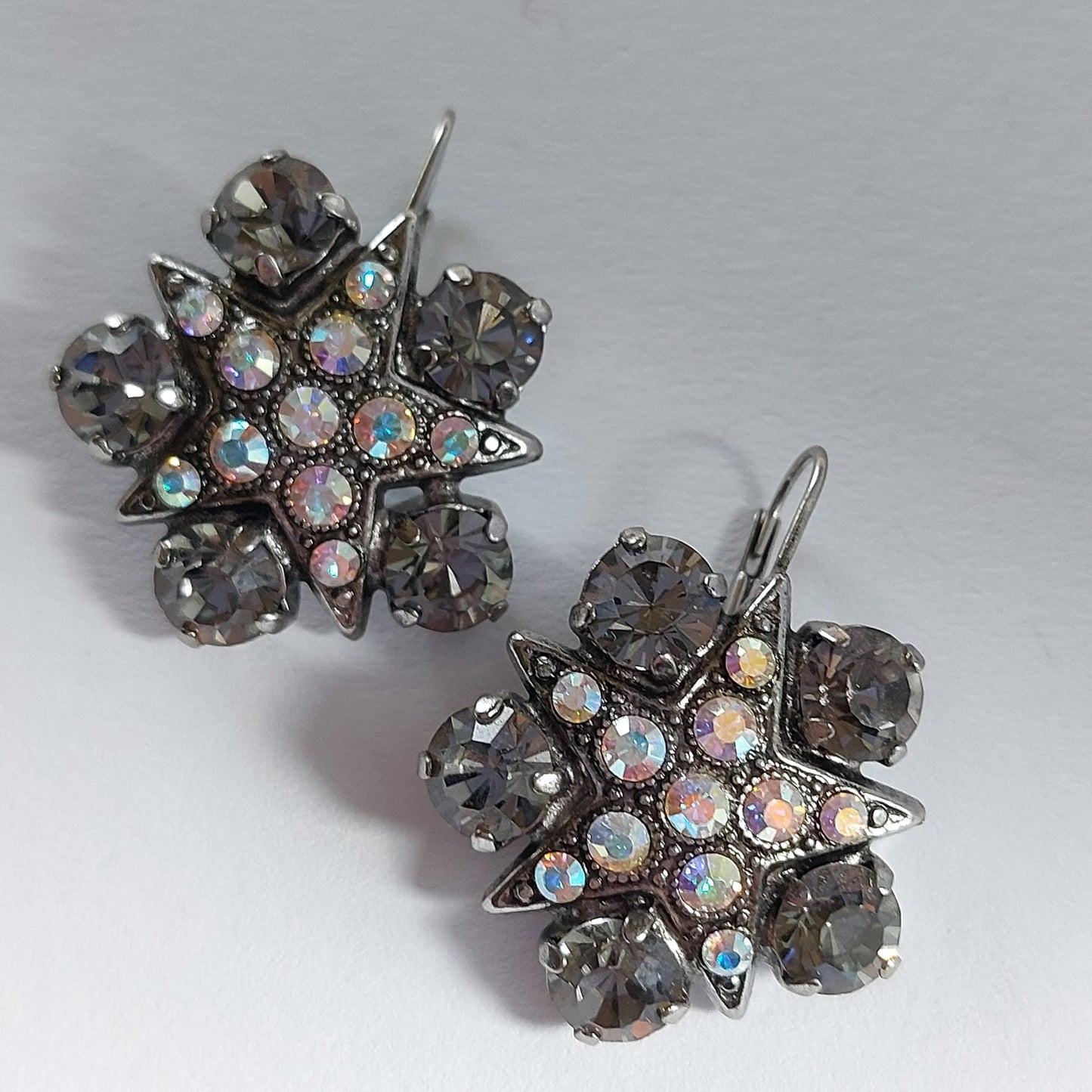 3555 Vintage Ohrringe mit Swarovski Kristallen 30mm