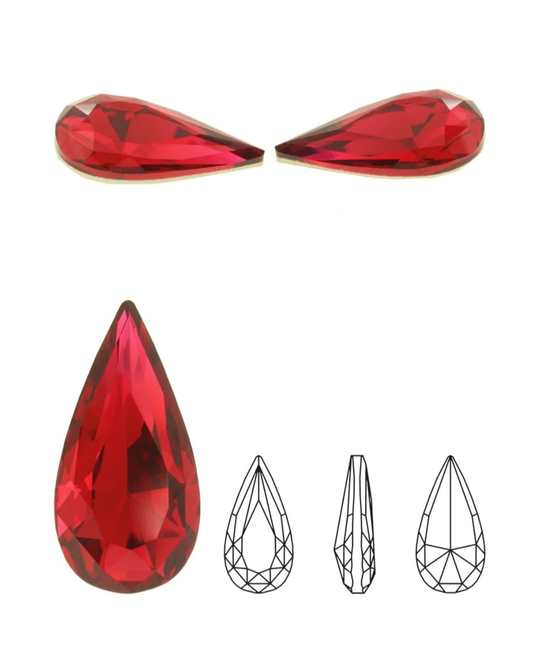Swarovski® Fancy Teardrop Scarlet 14x7mm