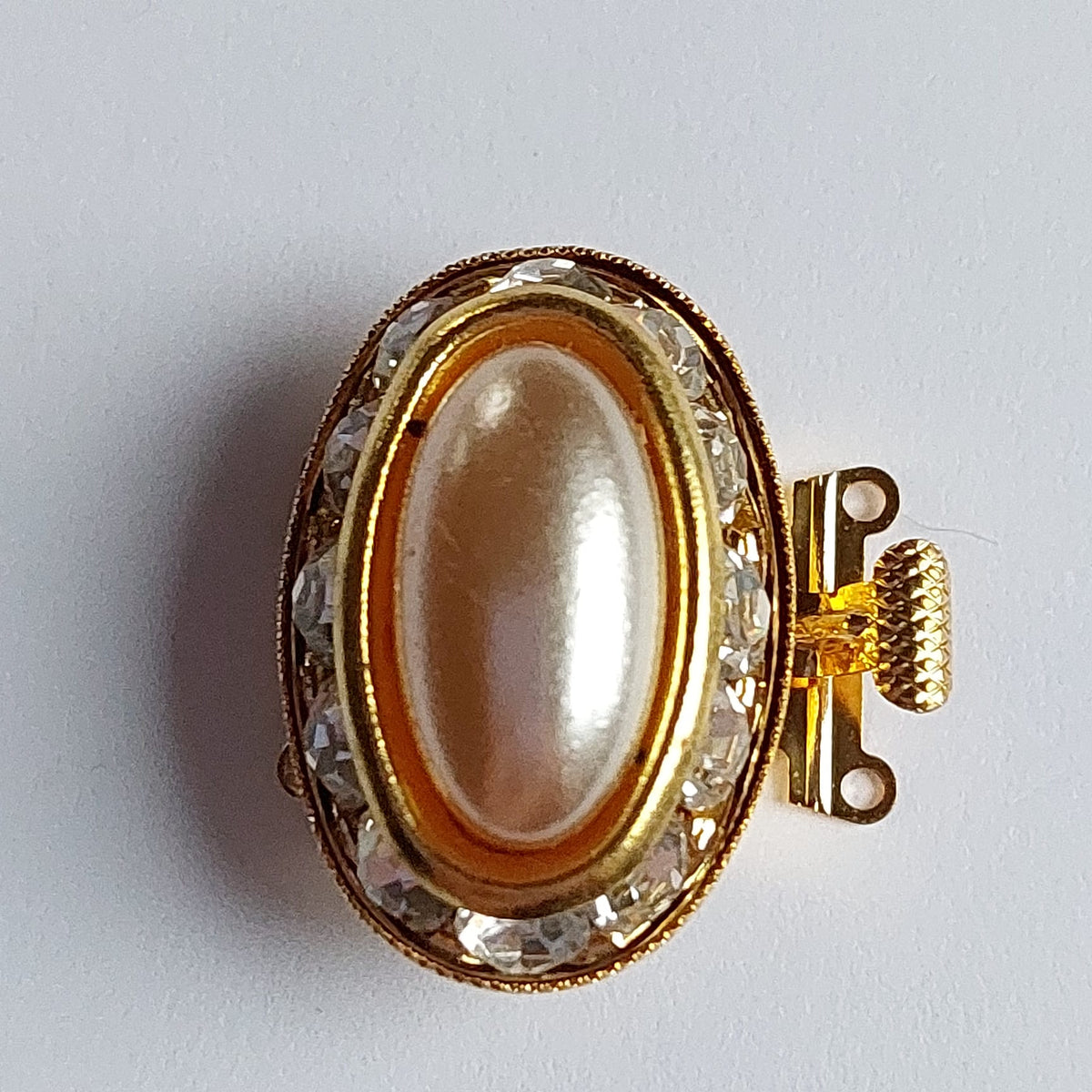 5615 Vintage Perlen Cabochon & Swarovski Kristallen Federverschluss 25mm