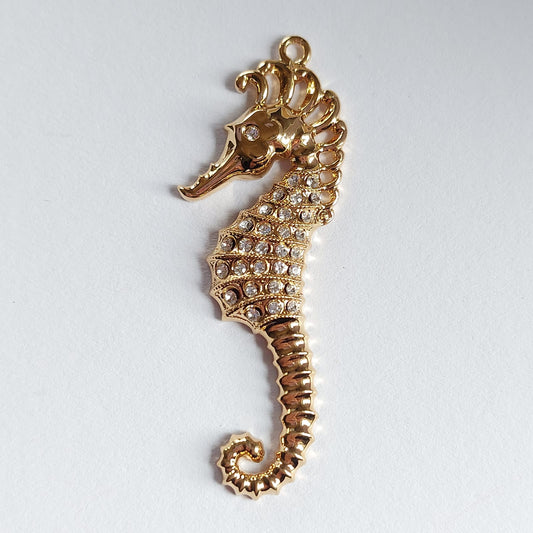 5576 Vintage Seepferdchen Anhänger mit Swarovski Kristallen 55mm