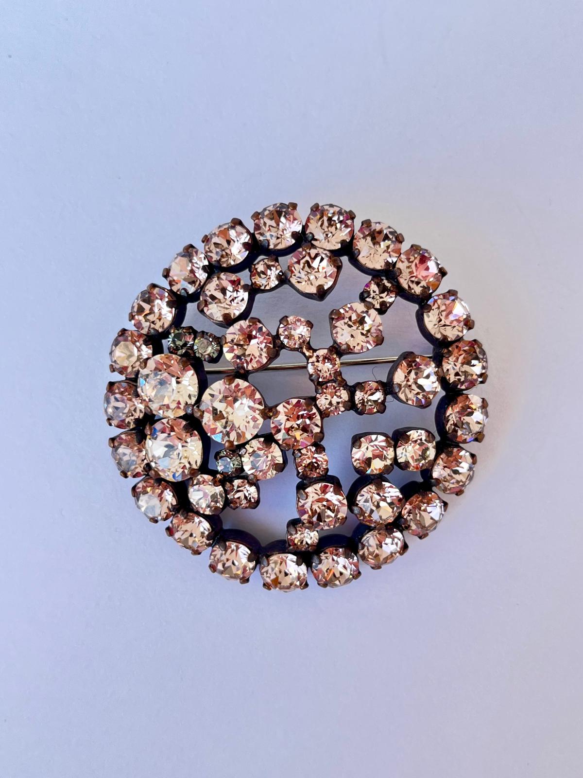 8487 Vintage Swarovski Kristallen Brosche 50mm