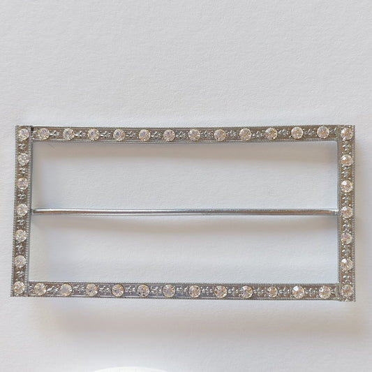 2057 Silberne Gürtelschnalle mit Swarovski Kristallen 85x35mm