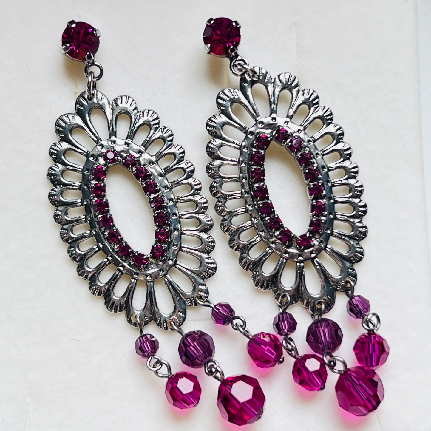 3934 Vintage Earring mit Swarovski Crystals 73mm