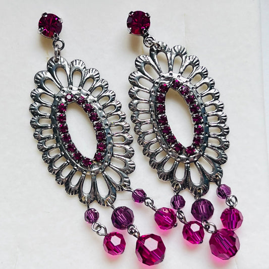 3934 Vintage Earring mit Swarovski Crystals 73mm