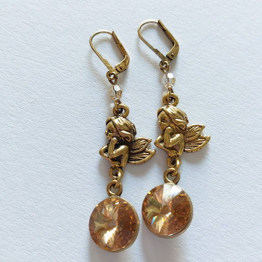3364 Vintage-Ohrringe mit Swarovski Kristallen 60mm