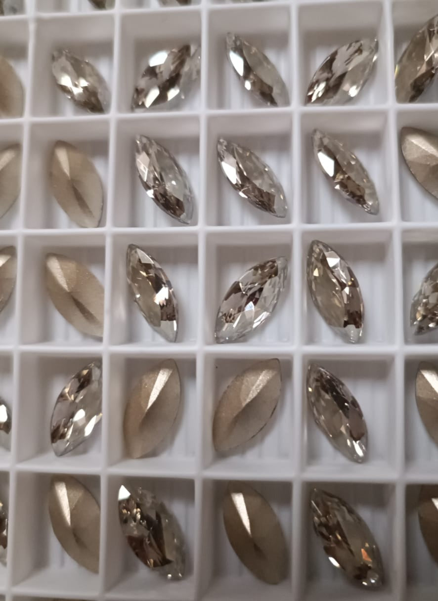 Swarovski® Fancy Navette Antique Silver Shade 15x7mm