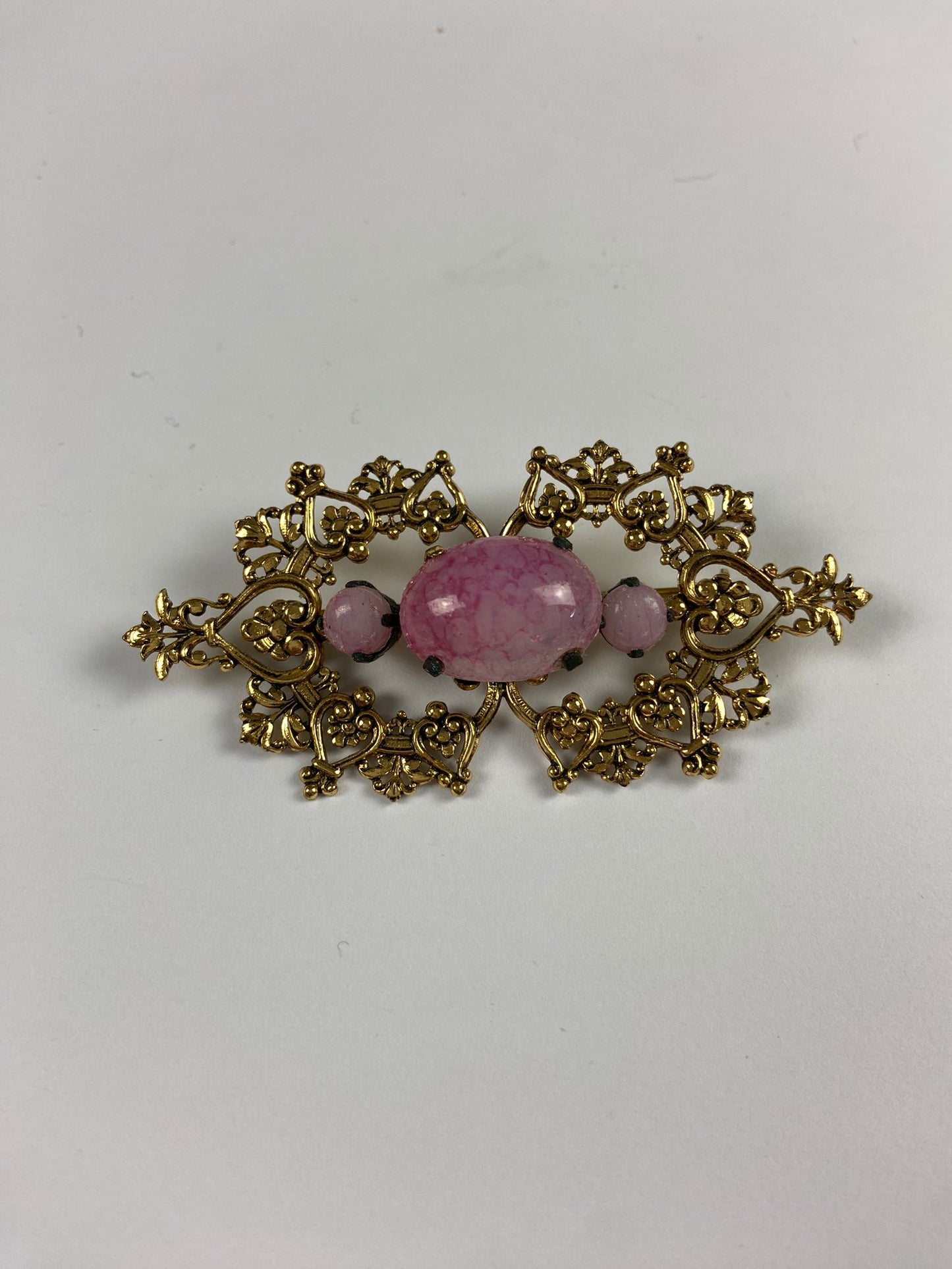 8144 Vintage Brosche mit Swarovski Perlen 68,5x32,5mm